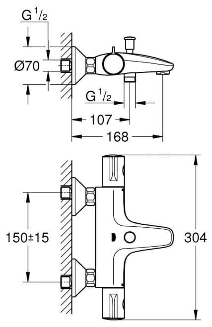 Смеситель для ванны Grohe Grohtherm, латунь, цвет черный