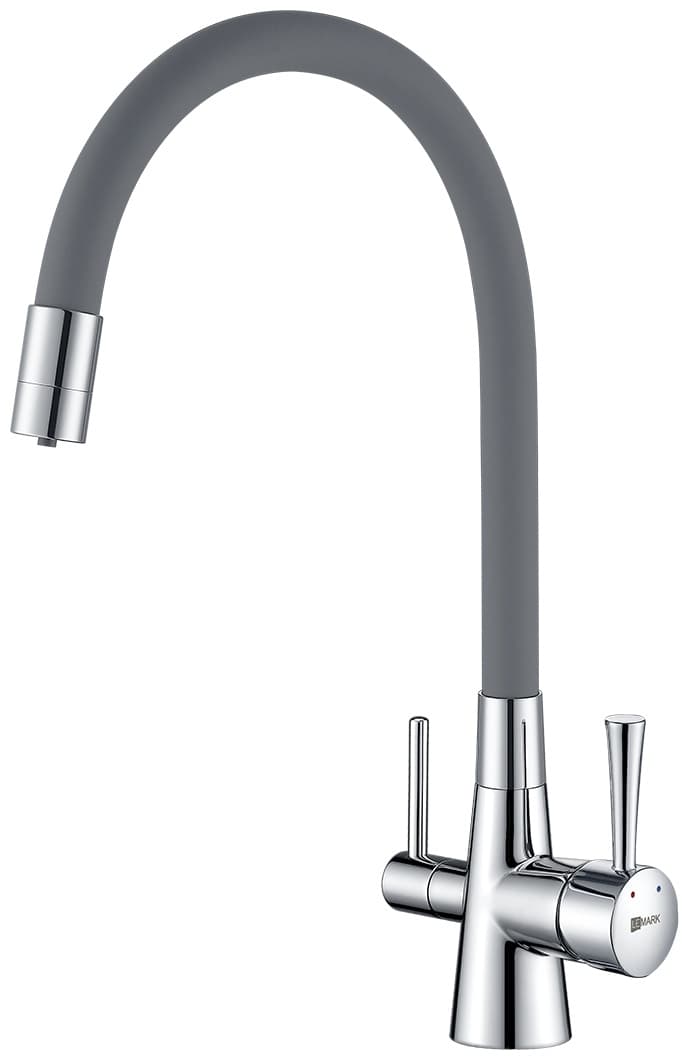 Смеситель с гибким изливом Lemark LM3075C-Gray, латунь, цвет серый