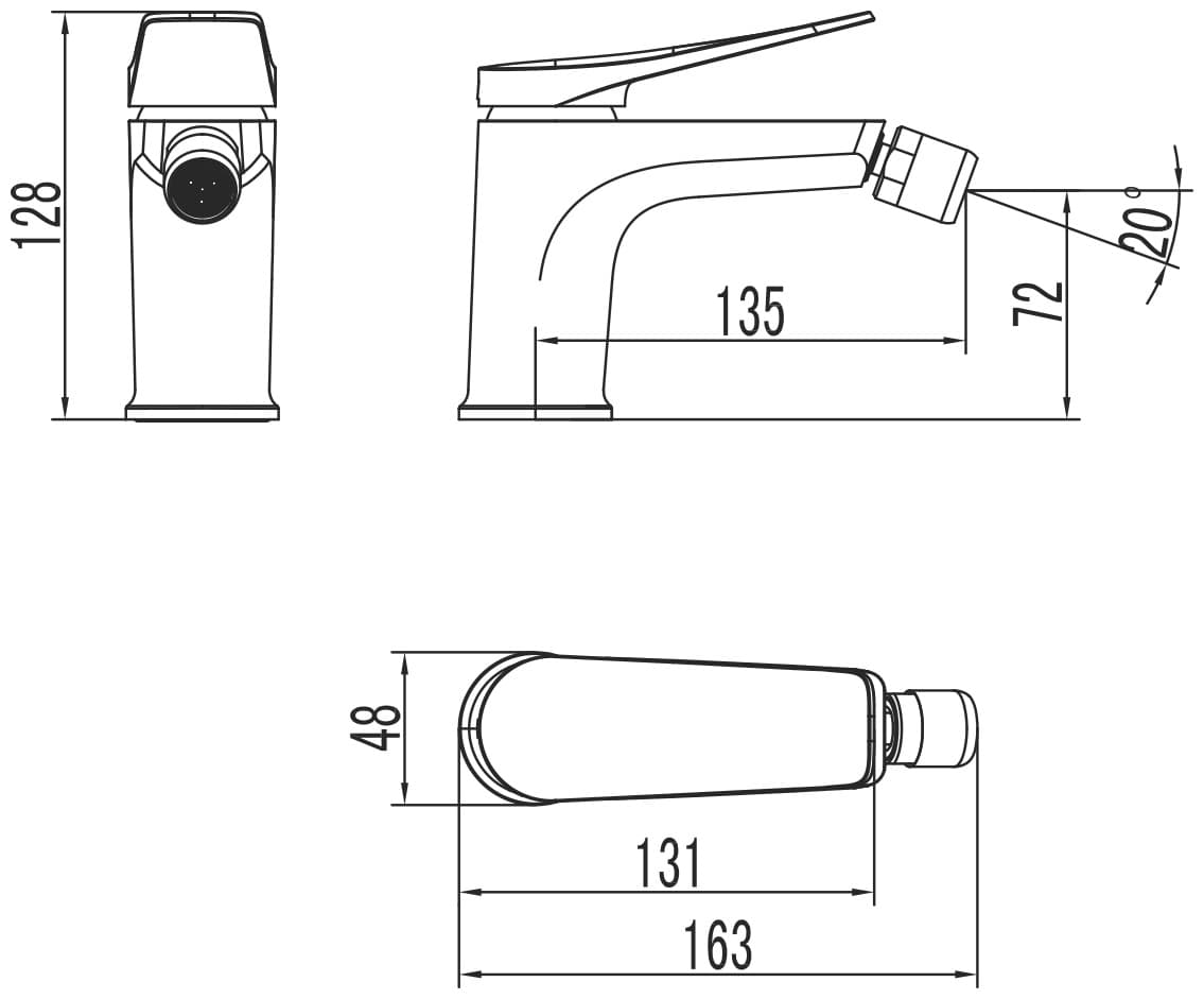 Смеситель для биде Lemark LM3708BL, латунь, цвет черный