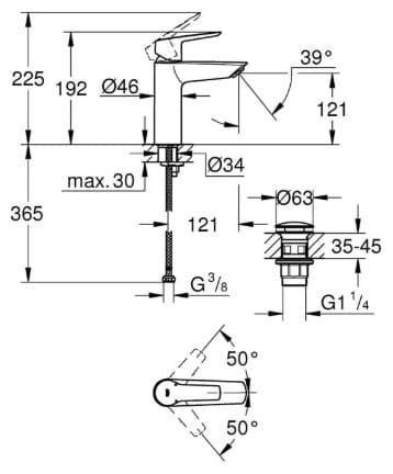 Смеситель для раковины (умывальника) Grohe 235752432 Start , однозахватный