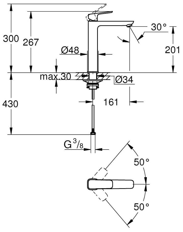 Смеситель для раковины (умывальника) Grohe 1017290000, однозахватный
