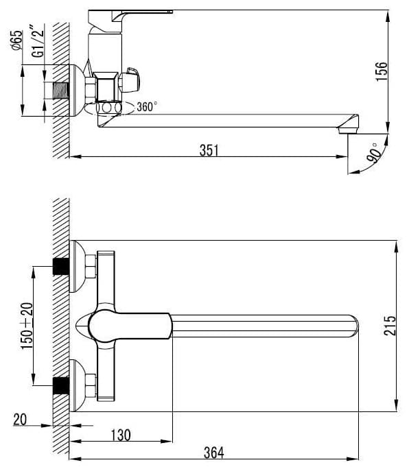 Смеситель универсальный Lemark Plus Grace LM1551C, однозахватный