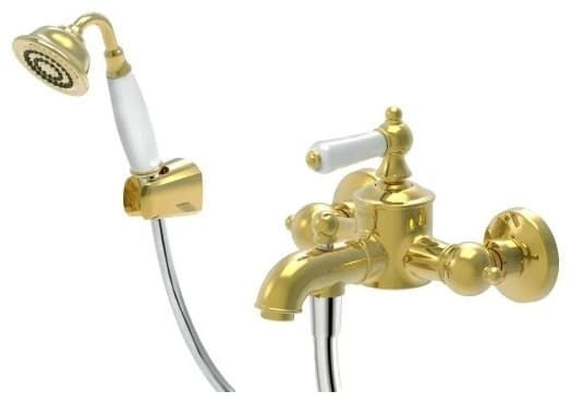 Смеситель для ванны с душем BRAVAT Art River F675109U-B цвет белый, бронзовый, однозахватный