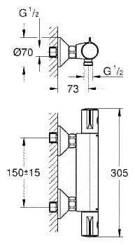 Смеситель для душа Grohe Grohtherm 800 34558000, латунь, цвет хром