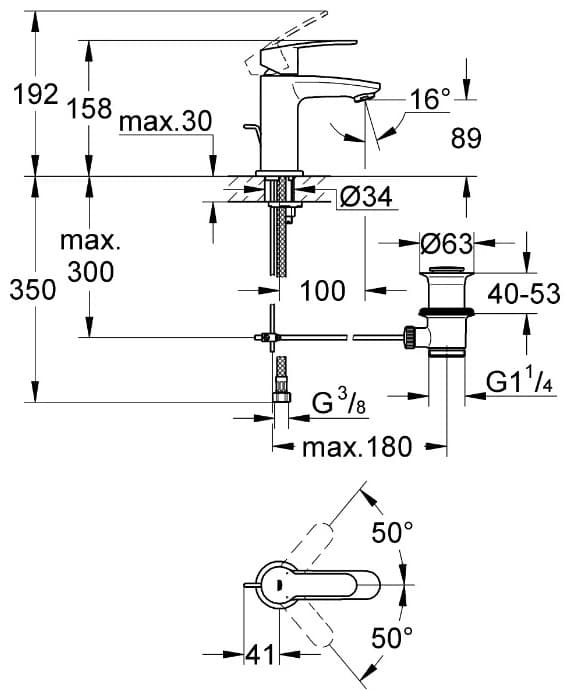 Смеситель для раковины (умывальника) Grohe Eurostyle Cosmopolitan 23037002, однозахватный