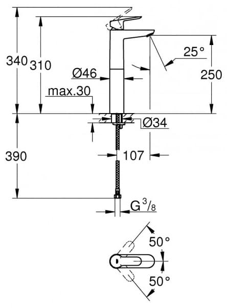 Смеситель для кухни (мойки) Grohe BauEdge 23761000, однозахватный