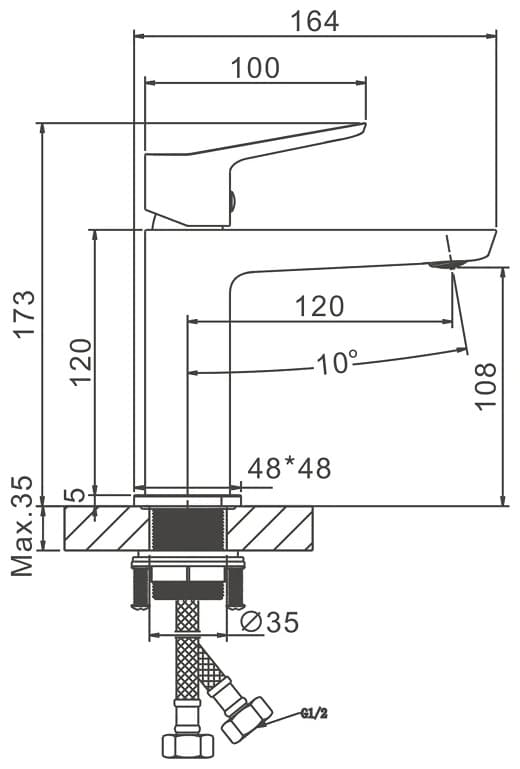 Смеситель Belz White House BELZ B10715-3, латунь, цвет стальной