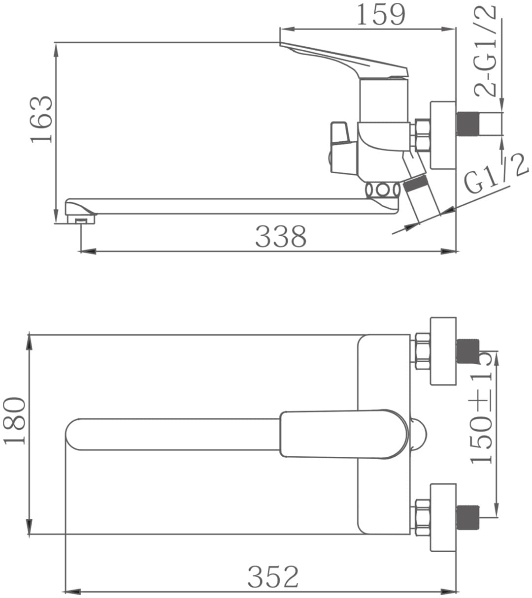 Смеситель для ванны Haiba HB22816-7, латунь, цвет черный