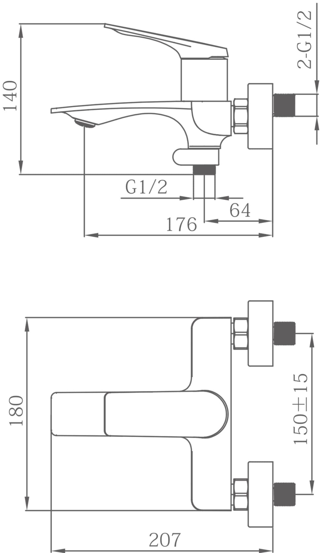 Смеситель для ванны Haiba HB60816-7, латунь, цвет черный