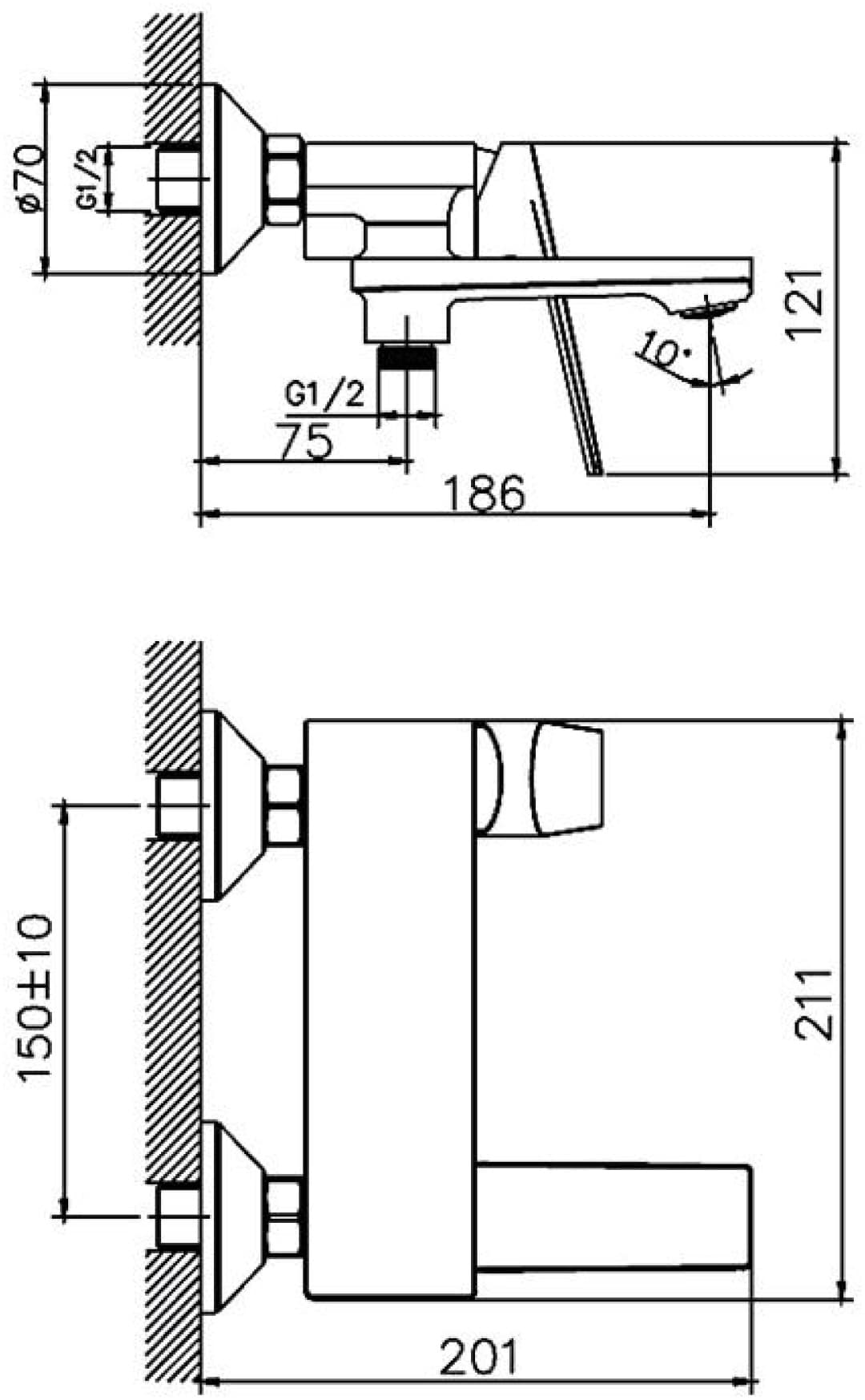 Смеситель для ванны Haiba HB60533-3, латунь, цвет графит