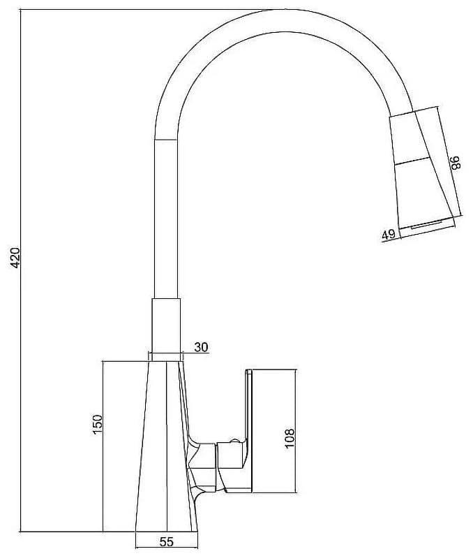 Смеситель для кухни Haiba HB73823-3, латунь, цвет хром