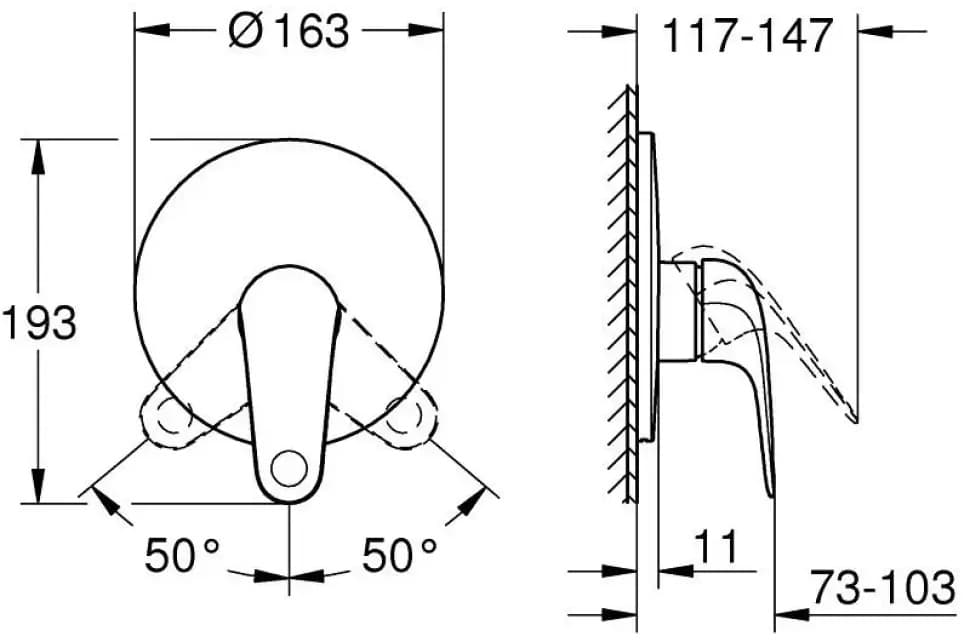 Смеситель для душа Grohe Euroeco 32742001, латунь, цвет серебристый