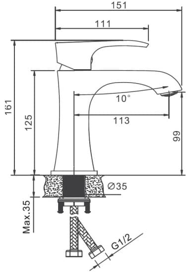 Смеситель Belz BELZ B10507, хром, латунь, цвет хром