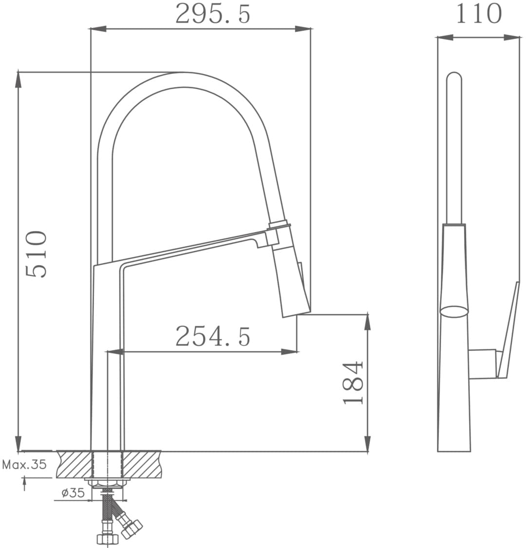 Смеситель с гибким изливом Haiba HB73827-3, латунь, цвет черный, графит