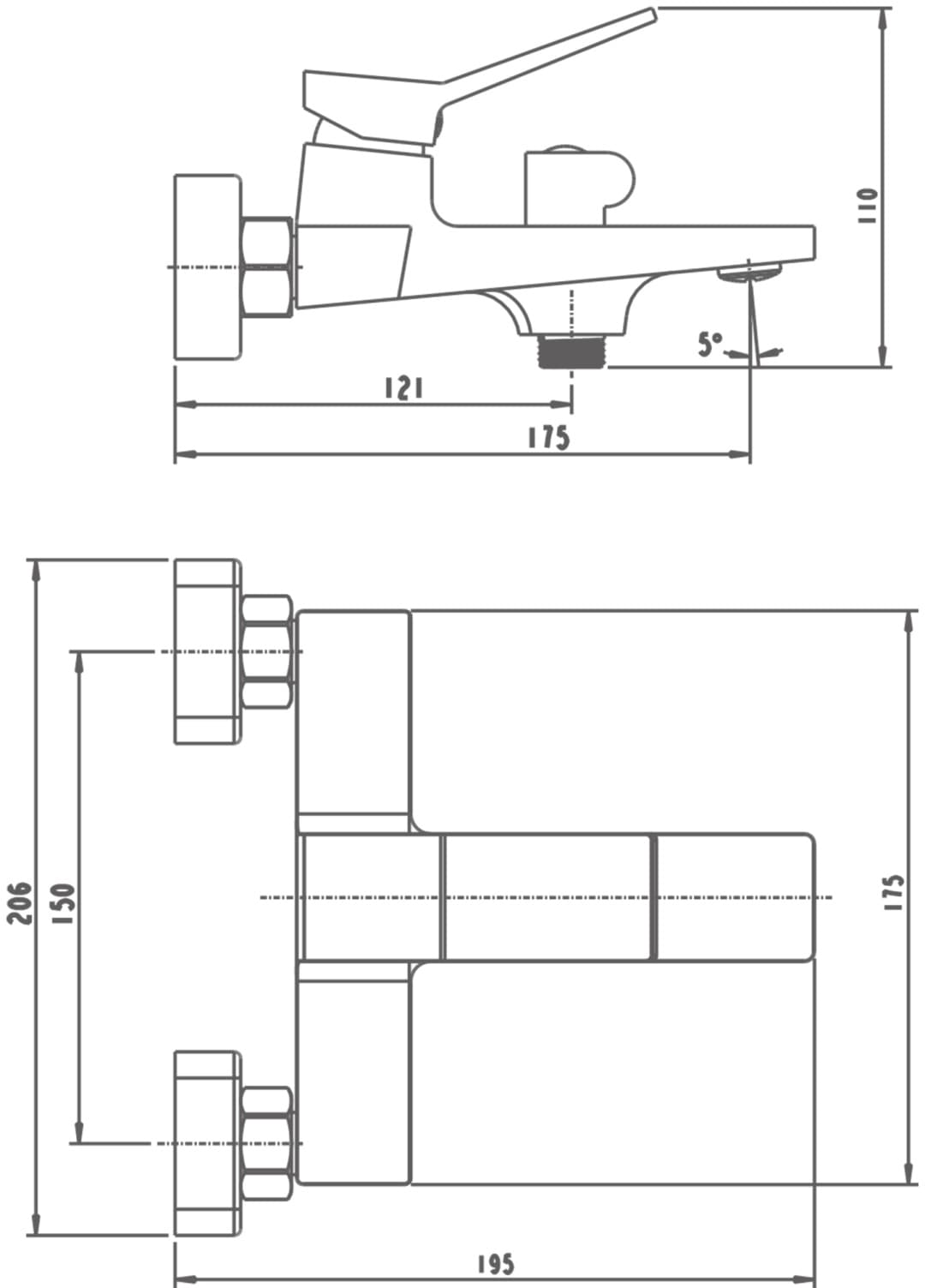 Смеситель для ванны Haiba HB60818-7, латунь, цвет черный