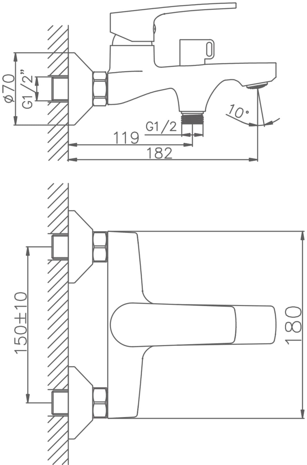 Смеситель для ванны Haiba HB60587, латунь, цвет хром