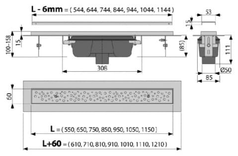 Alcaplast трап Душевой водоотводящий желоб 850-AP (17х85 см)