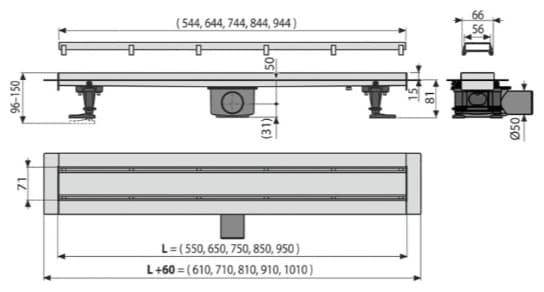 Alcaplast трап DOUBLE9 (6х85 см)
