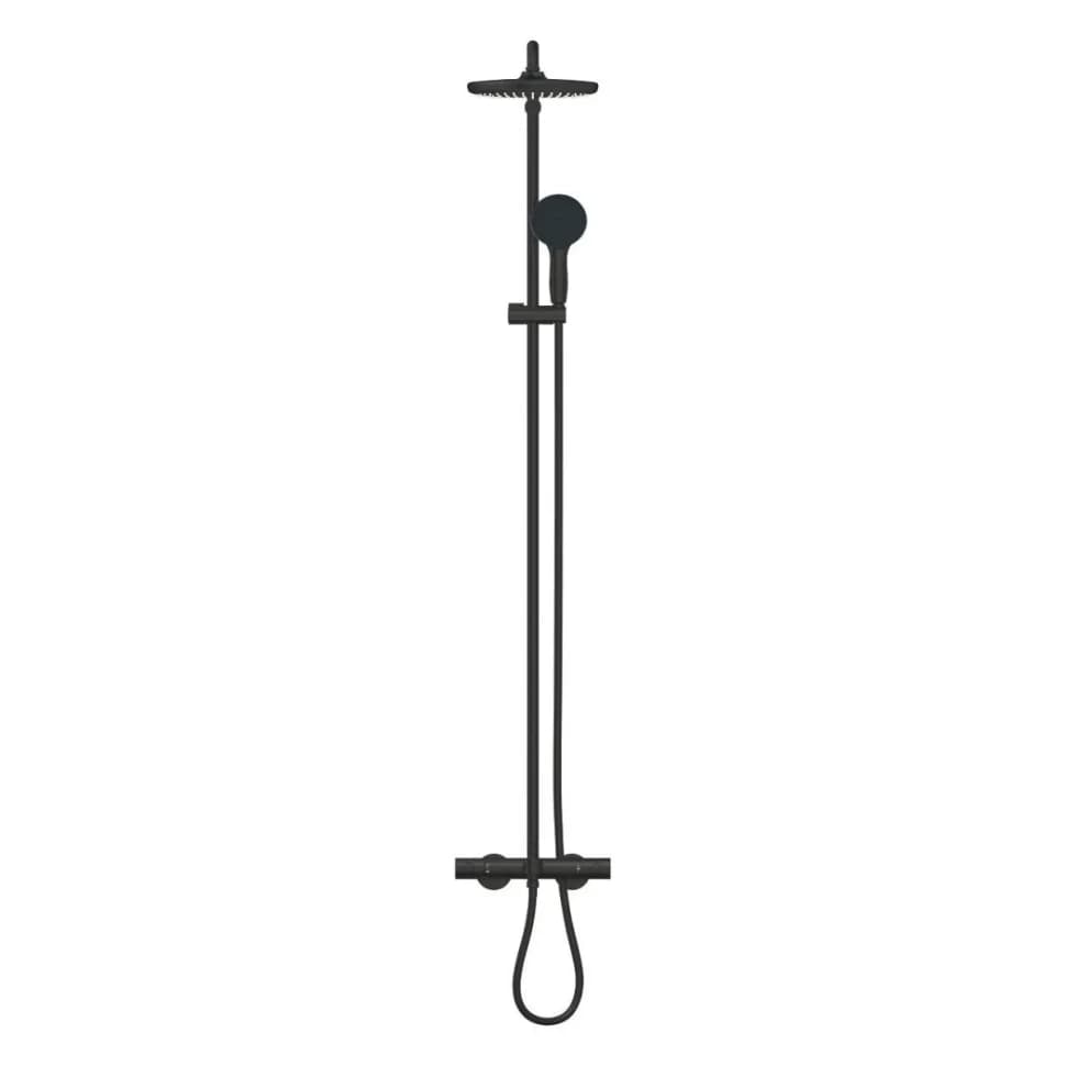 Душевая система GROHE Tempesta System 250 с термостатом для ванны, настенный монтаж, матовый черный (266722431)