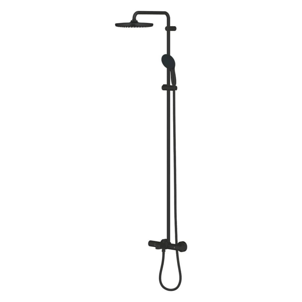 Душевая система GROHE Tempesta System 250 с термостатом для ванны, настенный монтаж, матовый черный (266722431)