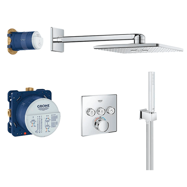 Душевая система встраиваемая, хром Grohe Rainshower 310 Cube Grohtherm SmartControl 34706000