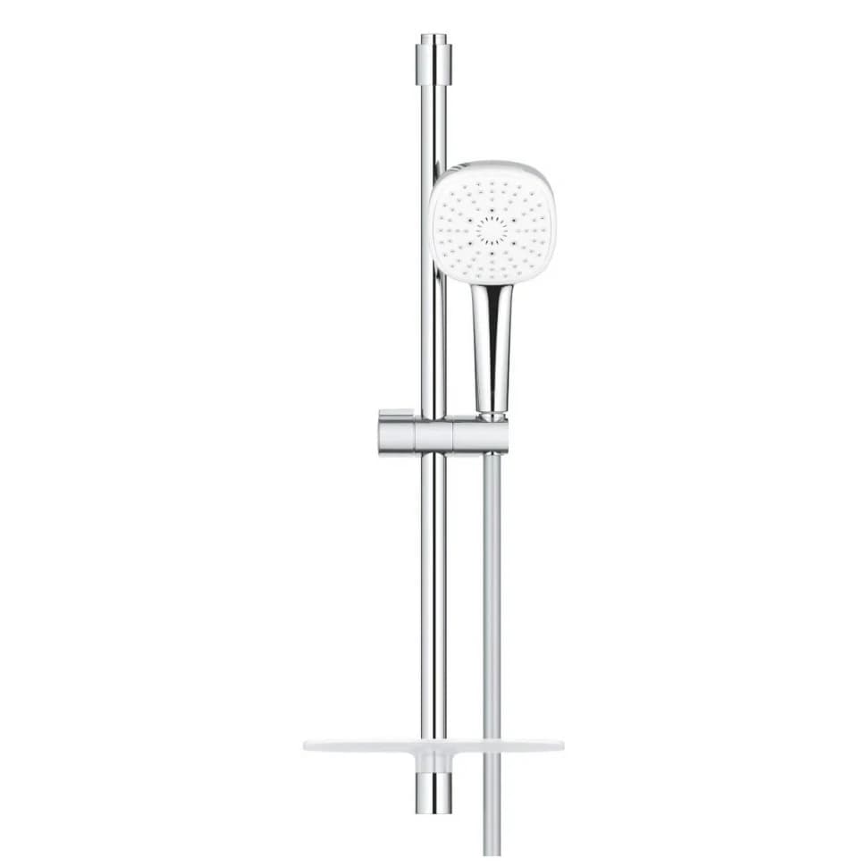 Душевой гарнитур GROHE Tempesta 110 Cube лейка 3 режима, штанга 600 мм, 13,5 л/мин, с полочкой (27929003)