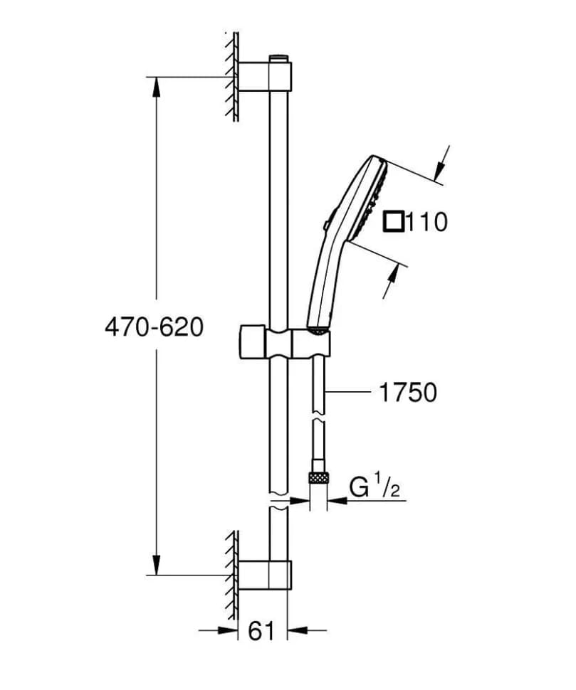 Набор для душа GROHE Tempesta Cube 110, 2 режима струи, хром (26748003)