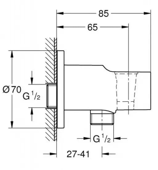 Подключение для душевого шланга GROHE Tempesta, матовый черный (286282431)