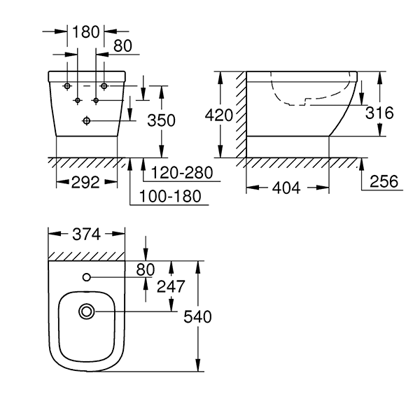 Подвесное биде GROHE Euro Ceramic, альпин-белый 39208000