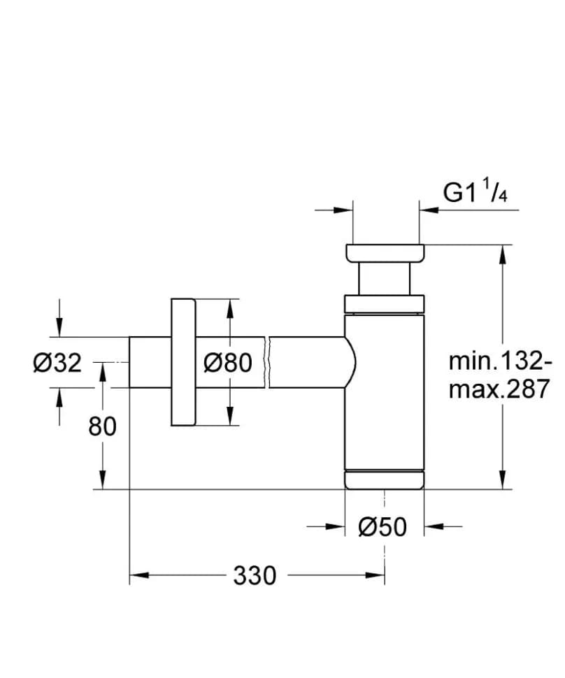 Сифон GROHE 1 1/4 из латуни, цвет Фантомный чёрный (29509KF0)