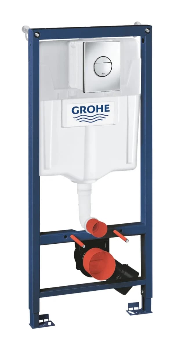 Инсталляция для подвесного унитаза, белая панель смыва Grohe Rapid SL 38772SH0
