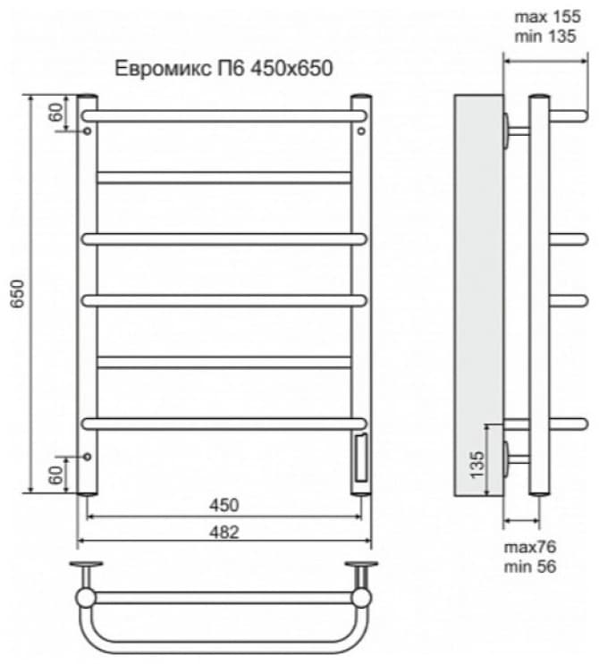 Полотенцесушитель электрический Beste 213191, лесенка 450x650 см