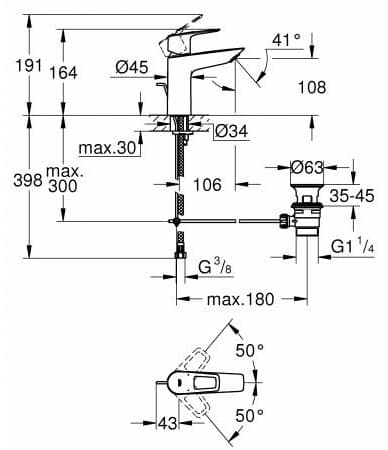 Смеситель для раковины (умывальника) Grohe M 23778001, однозахватный