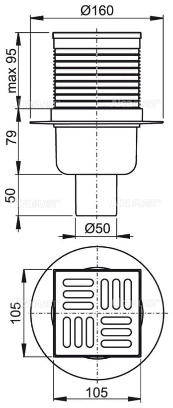 Alcaplast трап APV32 (102х102 см)