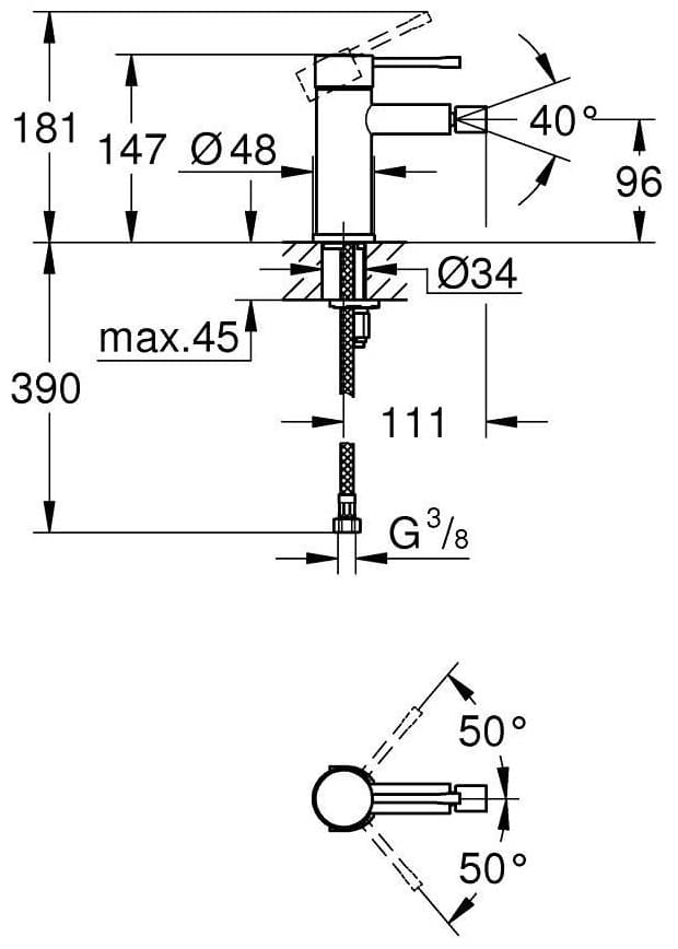 Смеситель для биде Grohe Essence (24395KF1), латунь, цвет черный