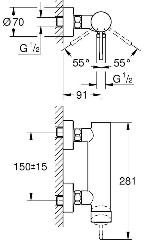 Смеситель для душа Grohe 25252KF1, латунь, цвет черный
