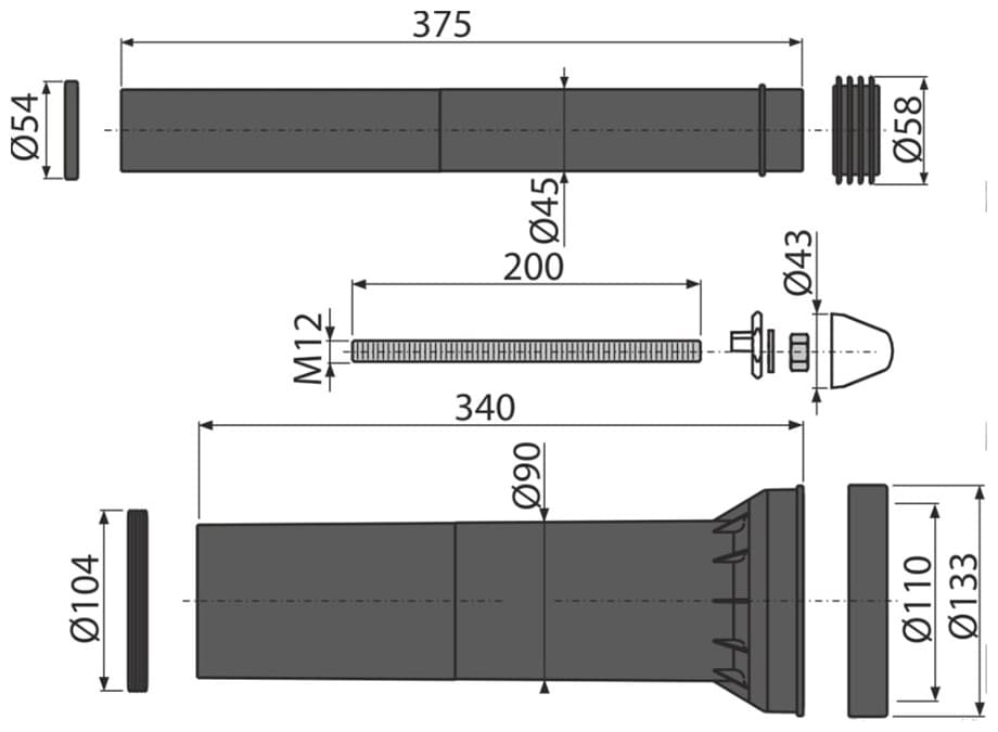 Alcaplast крепеж M9000, полипропилен, сталь