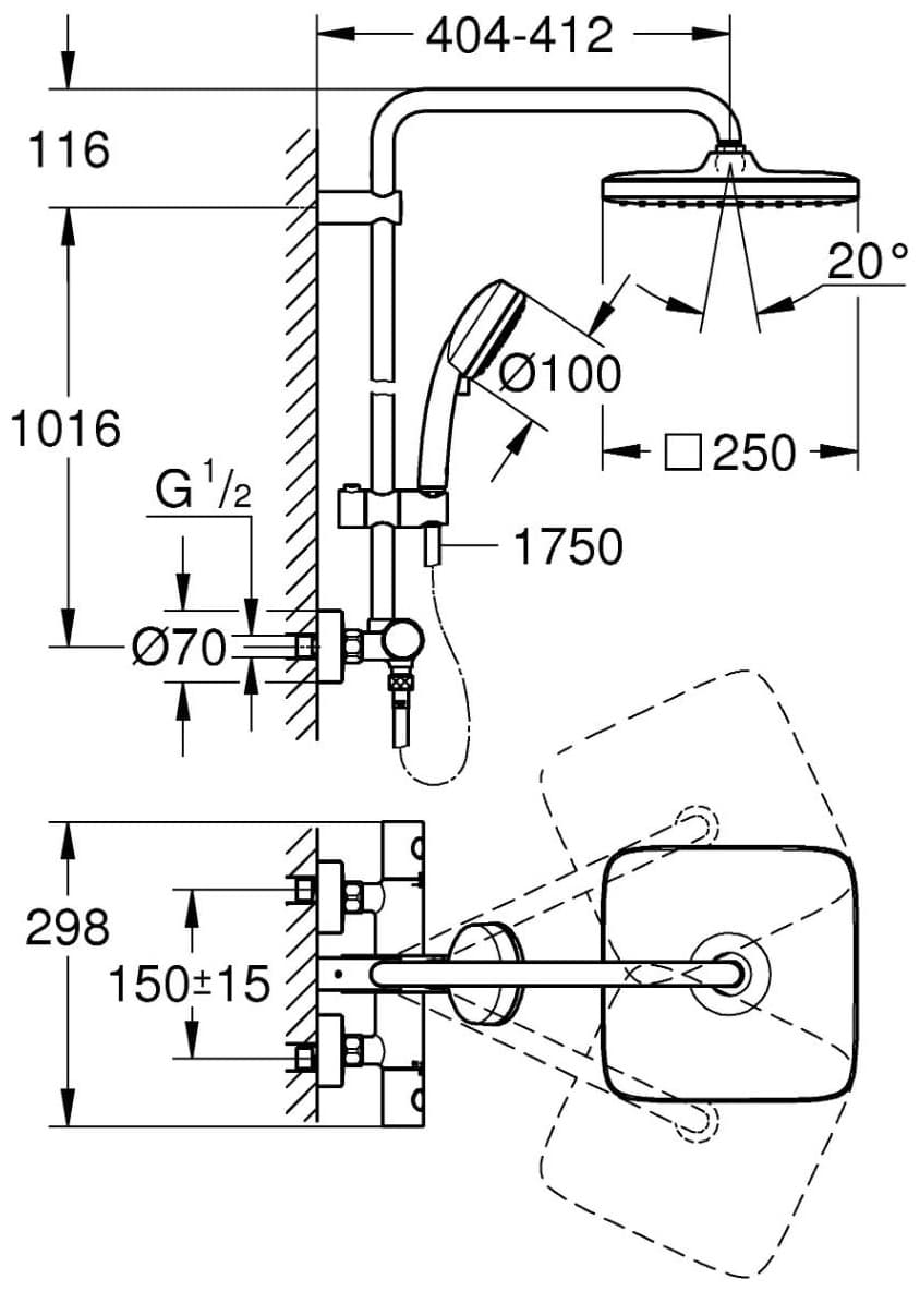 Grohe душевая стойка Tempesta Cosmopolitan System 250 Cube 26689000