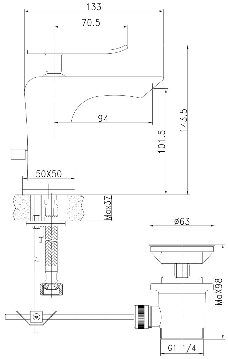 Смеситель для раковины (умывальника) Lemark LM5806CW, однозахватный