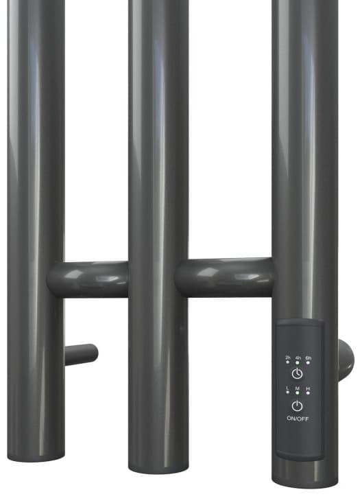 Полотенцесушитель электрический POINT Деметра PN12822GB П3 120x1200 диммер справа, графит блеск, I-образный 12x120 см