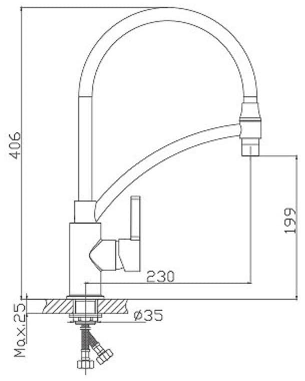 Смеситель для кухни Haiba HB73643-7, латунь, цвет черный