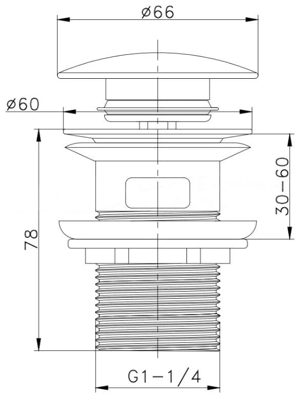 Донный клапан с переливом Haiba HB677BL 32 мм, 1 1/4