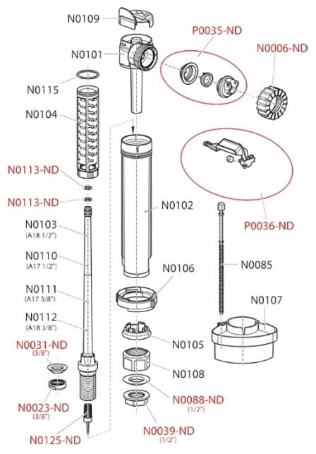 Alcaplast впускной механизм с нижней подводкой 1/2WA, ABS-пластик, латунь