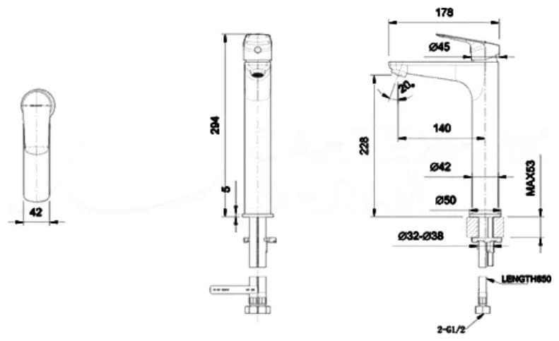 Смеситель BRAVAT F142BL, латунь, цвет черный