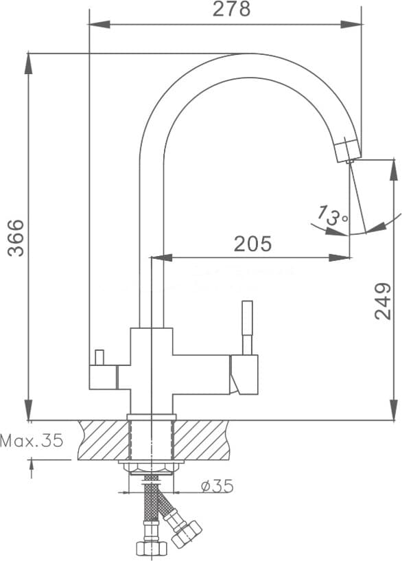 Смеситель Haiba HB438WH, нержавеющая сталь, цвет белый