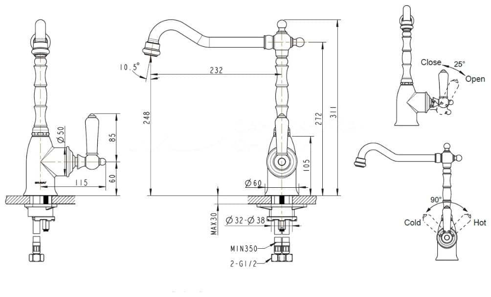 Смеситель BRAVAT F775CH, латунь, цвет хром