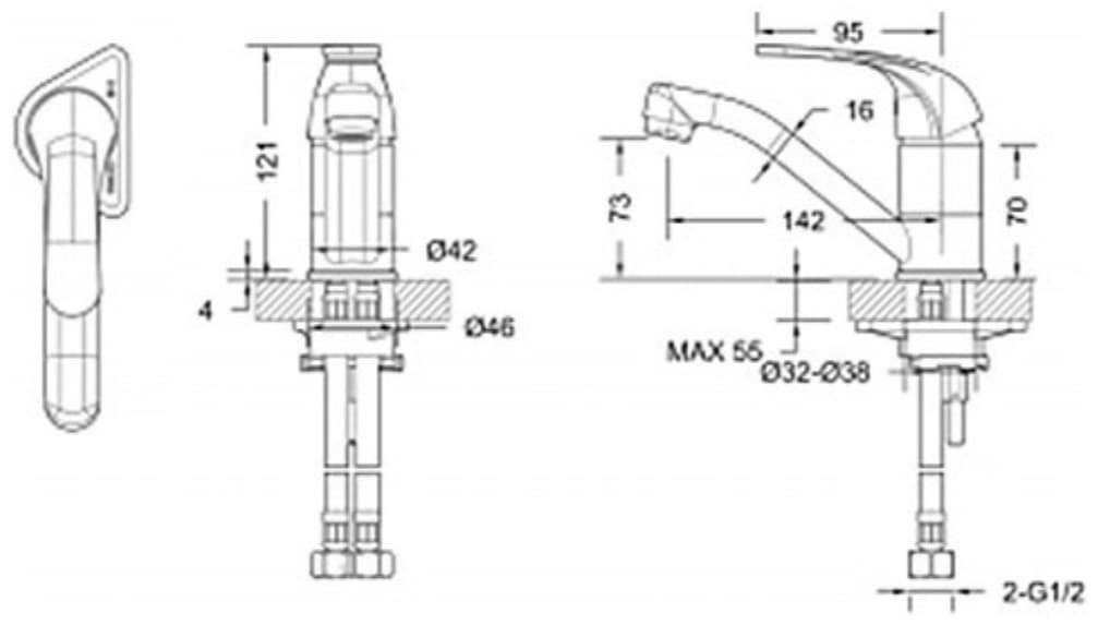 Смеситель BRAVAT F12331-R, латунь, цвет хром