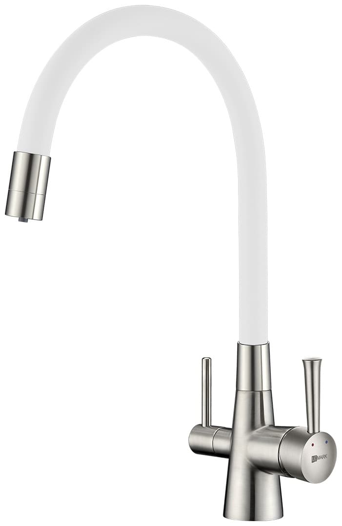 Смеситель Lemark LM3075TSBN-White, латунь, цвет белый, никель