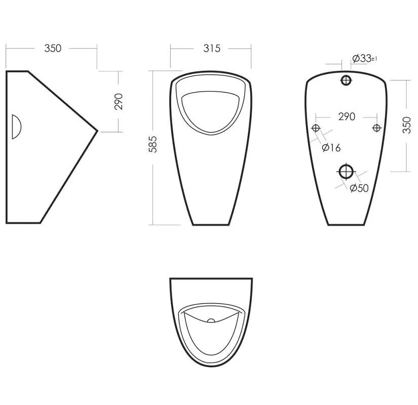 Писсуар подвесной Sanita Luxe Long PS/Long/Sens/WHT.G/S1, под сенсорный слив, белый