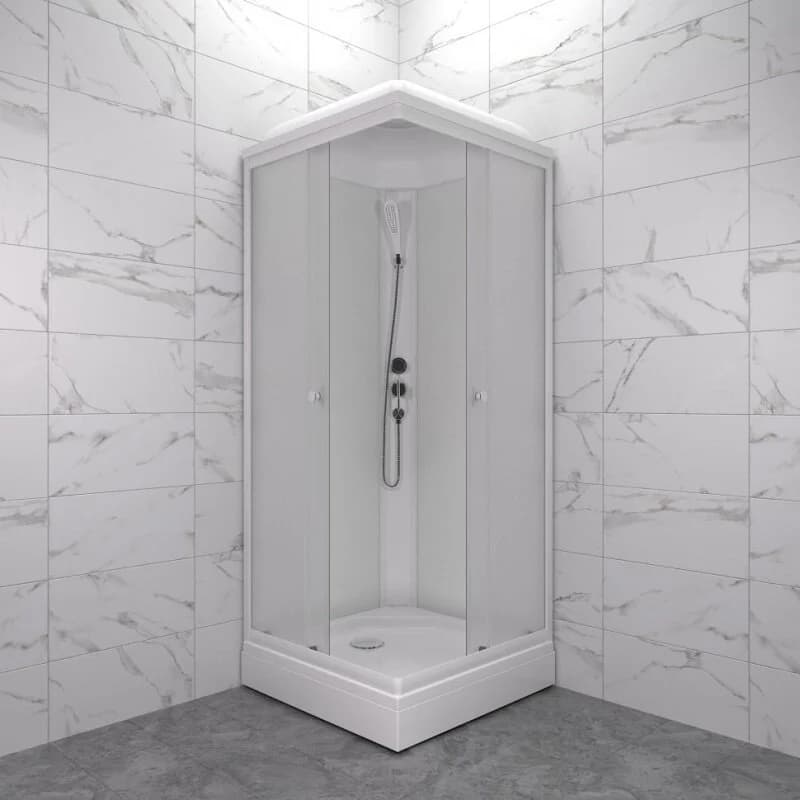 Душевая кабина Triton Стандарт Щ0000071050, 80 x 80 см, поддон низкий К 13 см, стекло Вельвет, профиль белый